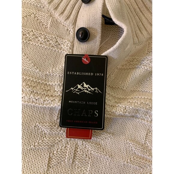 Chaps Mens XL Beige Knit Button Mock Neck Sweater - Picture 5 of 10